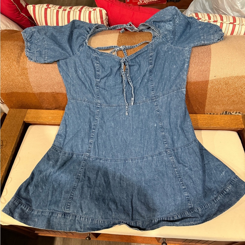 Forever 21 Blue Backless Denim Dress